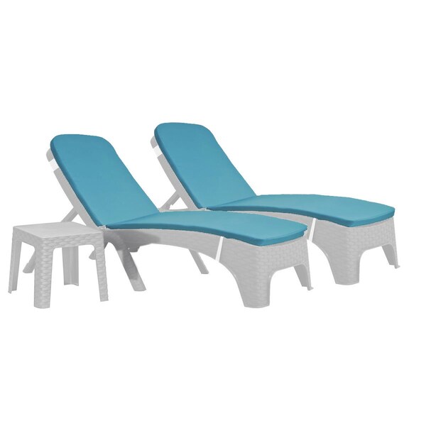 Rainbow Outdoor Roma 3-Piece Chaise Lounger Set w/cushion-White RBO-ROMA-WHT-3CL-CUSH-TEA - main